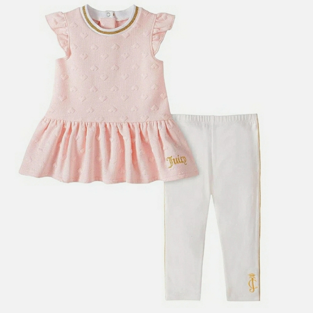 New JUICY COUTURE Toddler Peplum Pink Leggings Set